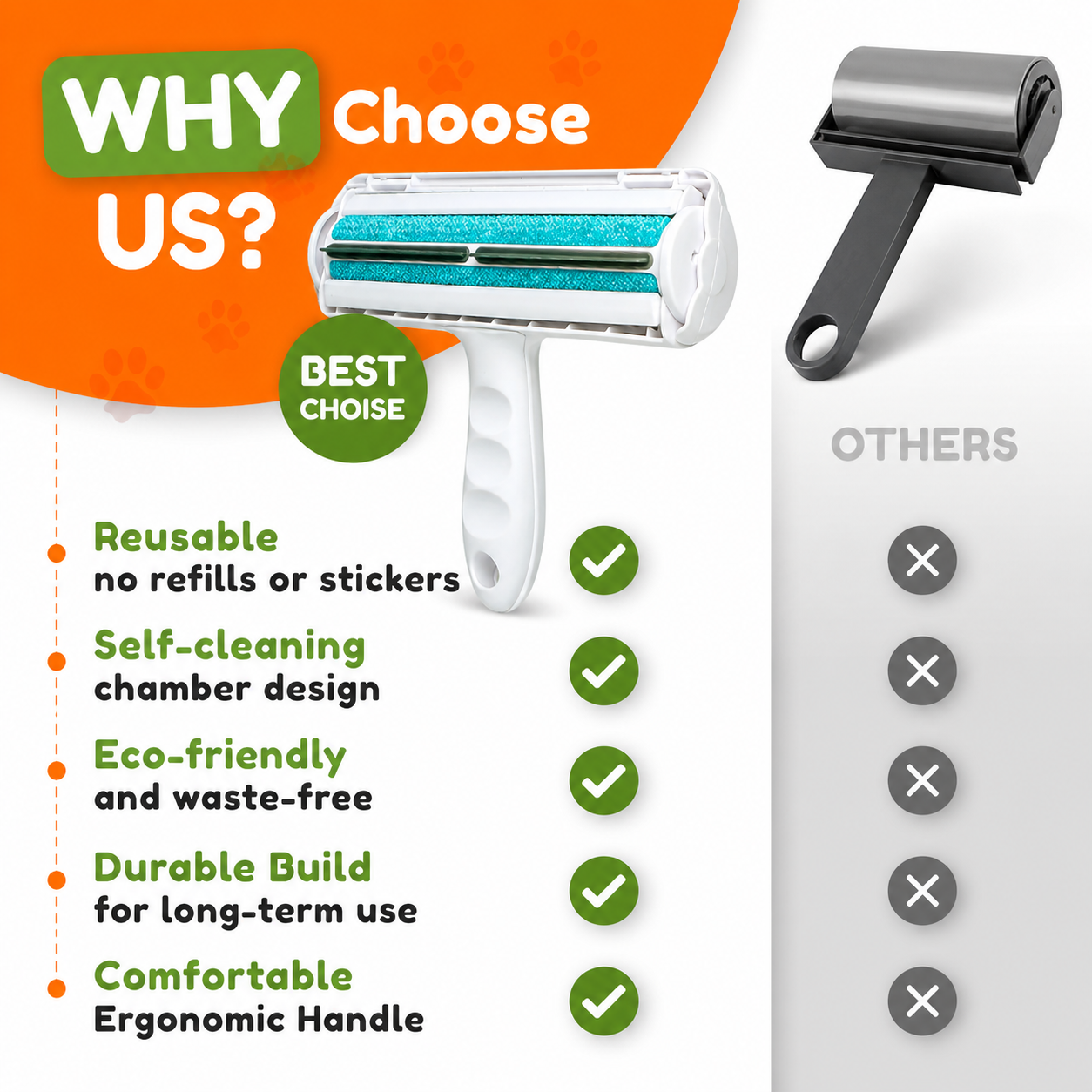 Self Cleaning Pet Fur Remover for Carpet and Upholstery